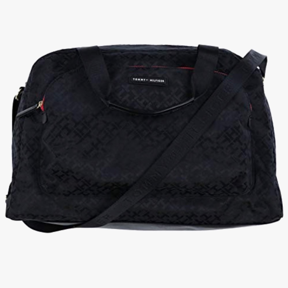 Tommy Hilfiger Jacquard Black Weekender or Diaper Bag - Picture 2 of 16